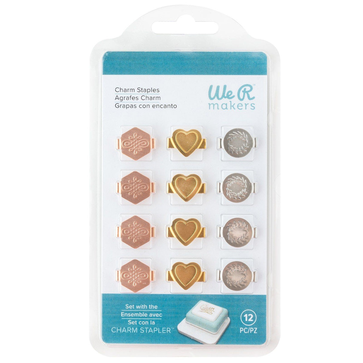 We r makers • agrafes à breloques multi-formes métalliques 12 pièces