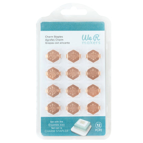 We r makers • breloques agrafes hexagone avec noeud en relief cuivre 12pcs