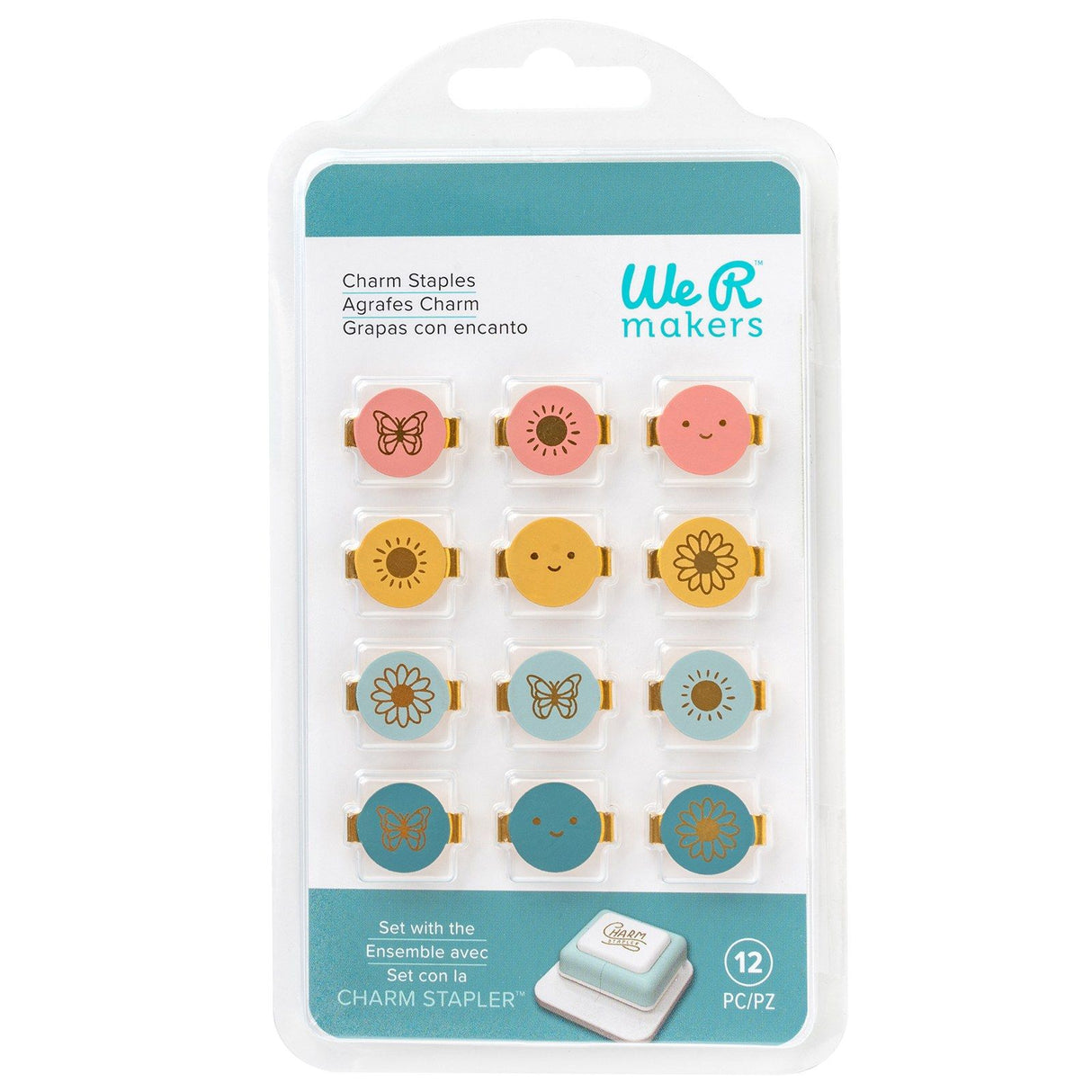 We r makers • agrafeuse à breloques ronde avec motifs multicolores 12 pièces