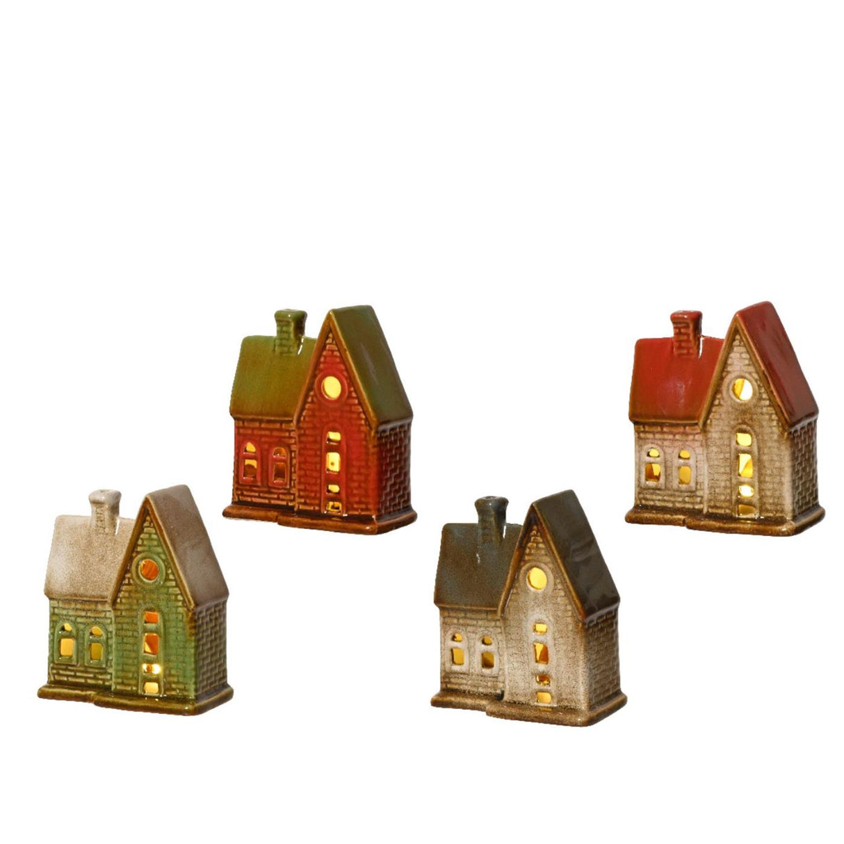 Maison Lumineo en céramique avec LED 10,5x5,8x12cm