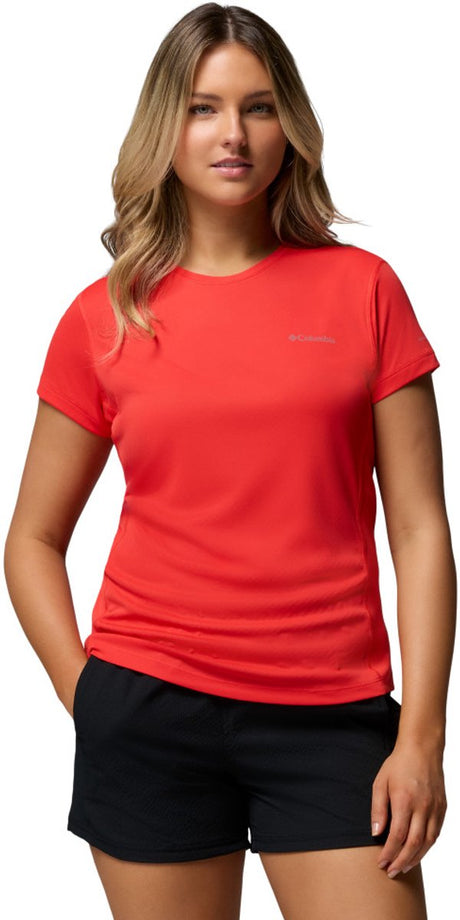 Chemise outdoor femme Columbia Zero Rules™ Light ss Crew - rouge coquelicot