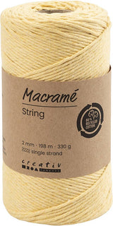 Creativ company cordon macramé 2 mm 198 m jaune clair