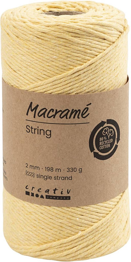 Creativ company cordon macramé 2 mm 198 m jaune clair