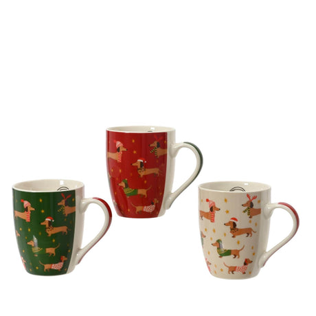 Decoris kerstmok porselein 360ml 8.2x12x10.5cm 3 assorti