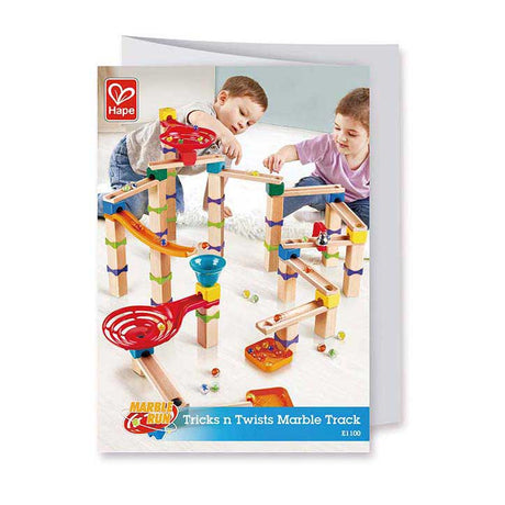 Hape Marble Track Wood - Piste à billes en bois de 128 pièces avec spirales, cloche et 40 billes, à partir de 3 ans