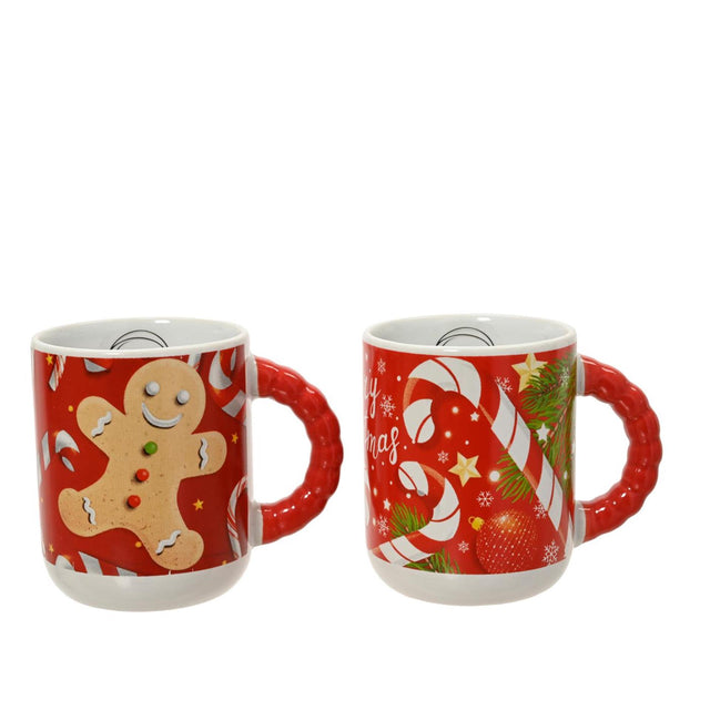 Decoris kerstmok keramiek 240ml ø7x8.7cm 2 assorti