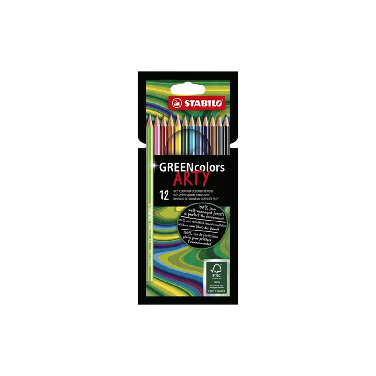 Abi stlo greencolors crayons de couleur arty étui de 12 pièces
