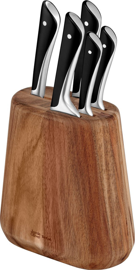 Ensemble de couteaux Jamie Oliver by Tefal - 5 pièces - avec bloc à couteaux - acier inoxydable - pour usage professionnel