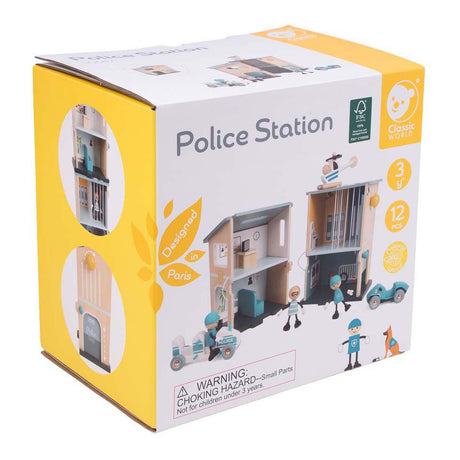 Ensemble de jeu de commissariat de police en bois du monde classique pour enfants.