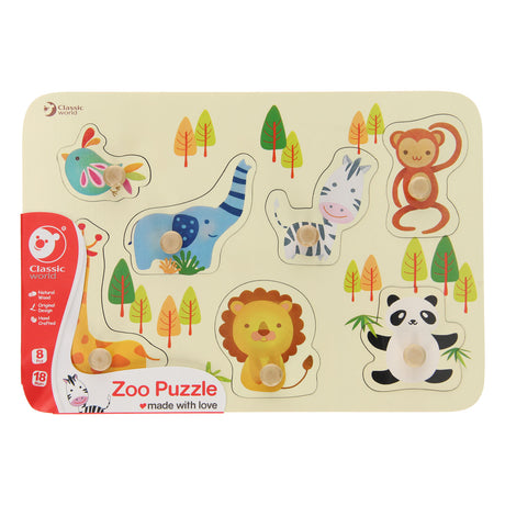 Puzzle à tenons en bois du monde classique, animaux sauvages, 7 pcs.