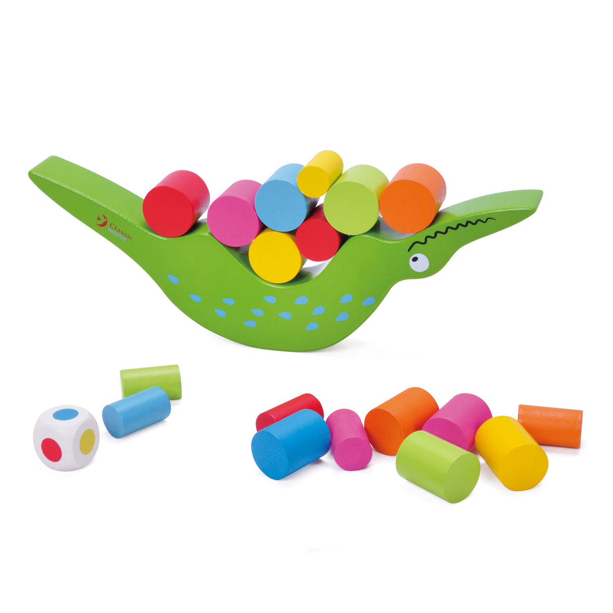 Jeu d'équilibre en bois Classic World World Crocodile, 20 pcs.