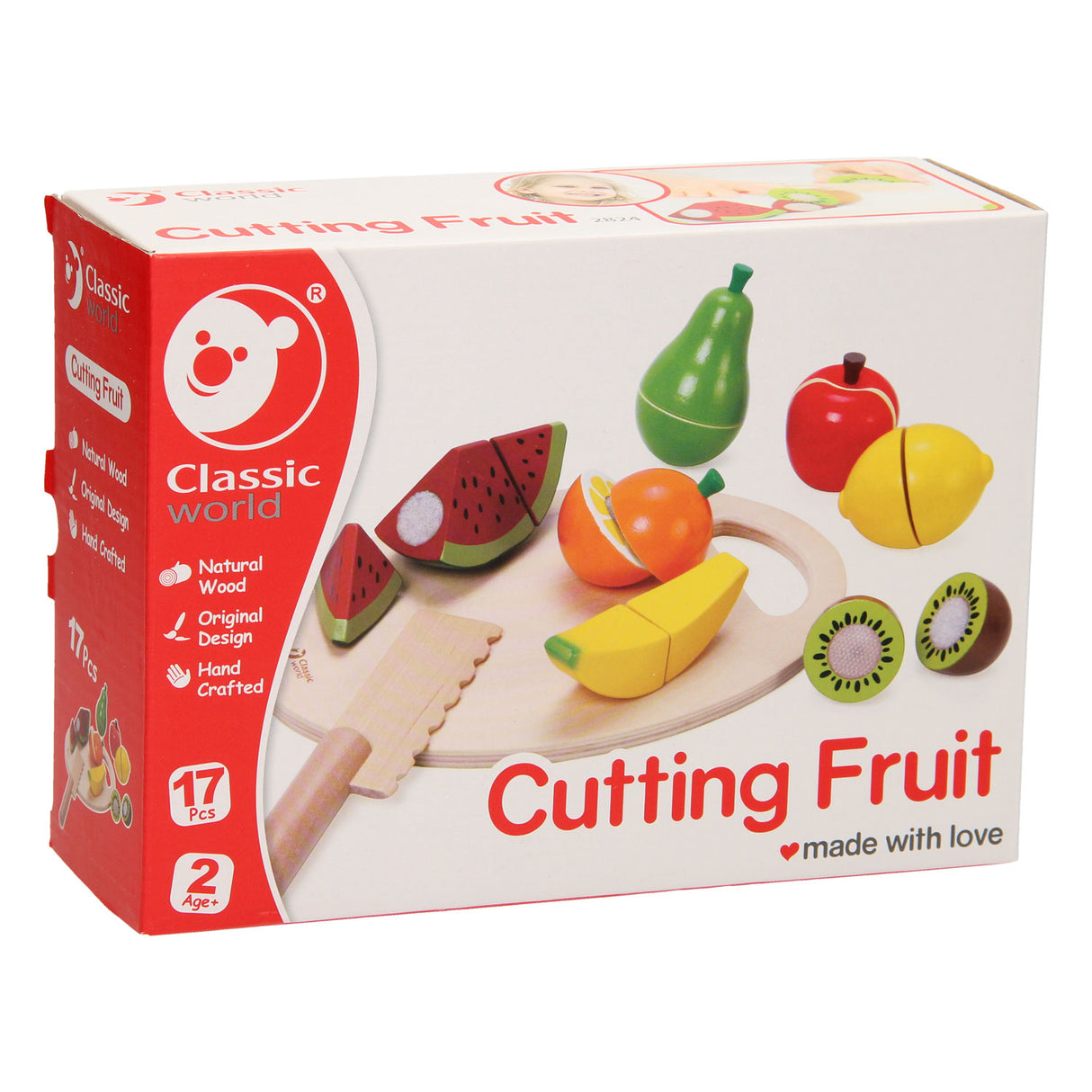 Classic World World World Wooden Snijfruit with cutting board, 17dlg.