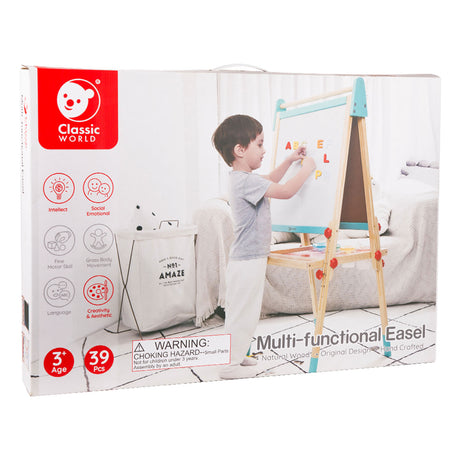 Tableau magnétique et tableau noir en bois Classic World 2en1, 39 pcs.