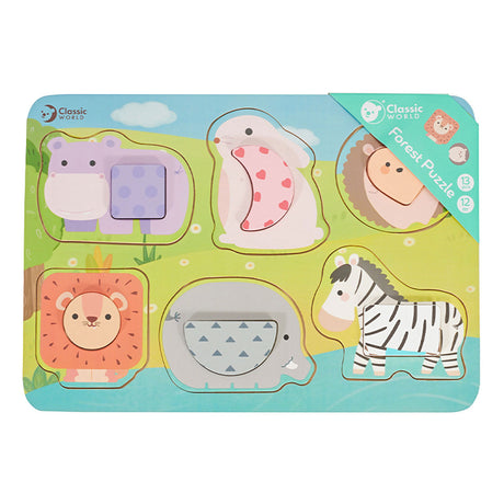 Puzzle en bois du monde classique, animaux sauvages, 13 pièces.