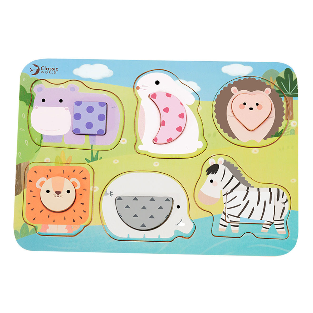 Puzzle en bois du monde classique, animaux sauvages, 13 pièces.