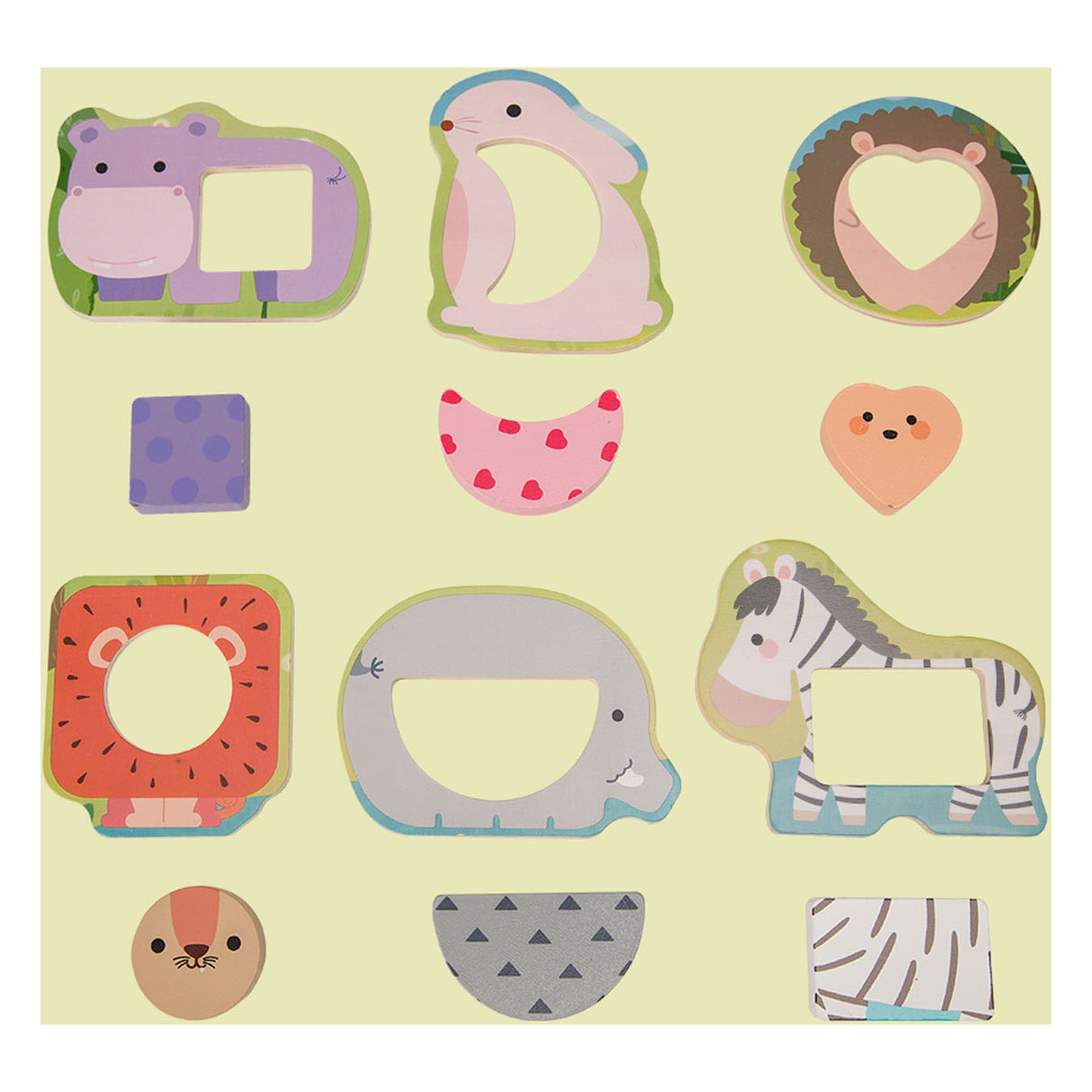 Puzzle en bois du monde classique, animaux sauvages, 13 pièces.