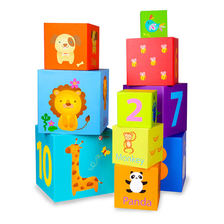 Blocs à empiler du monde classique, figurines et animaux, 10 pcs.