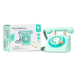 Téléphone rétro en bois du monde classique turquoise