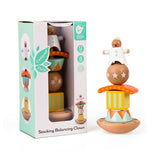Clown de jeu de pile et d'équilibre en bois du monde classique, 6 pièces.