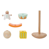 Clown de jeu de pile et d'équilibre en bois du monde classique, 6 pièces.