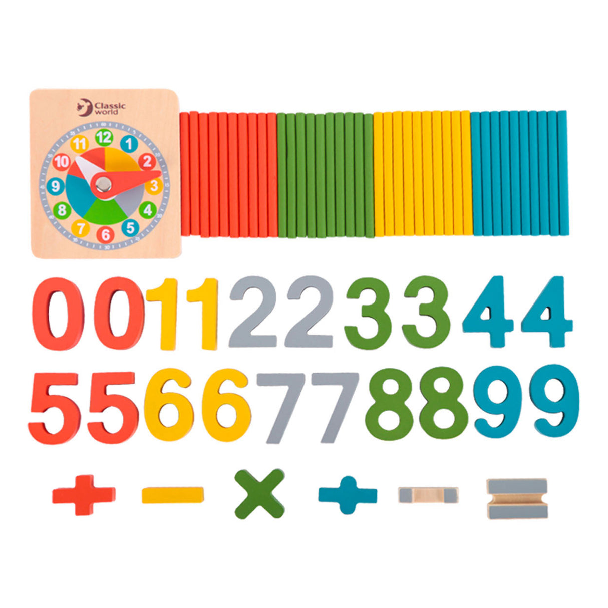 Jeu de mathématiques en bois du monde classique, 67 pcs.