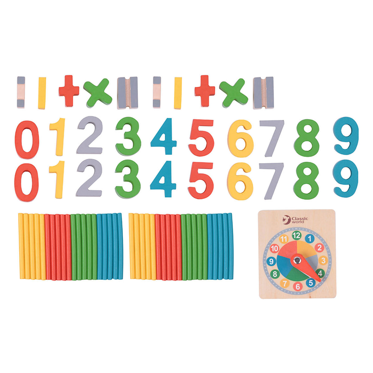 Jeu de mathématiques en bois du monde classique, 67 pcs.