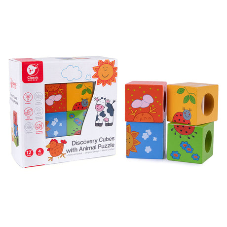 Blocs de découverte en bois du monde classique, 4 pcs.