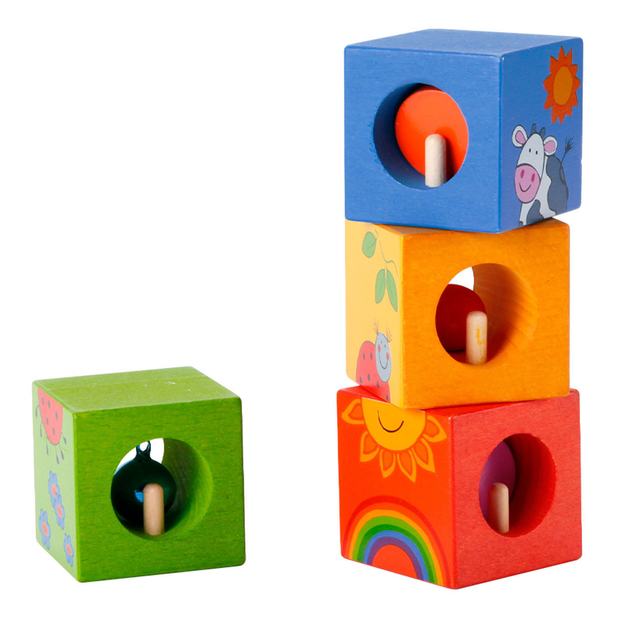 Classic World World Wooden Discovery Blocks, 4st.