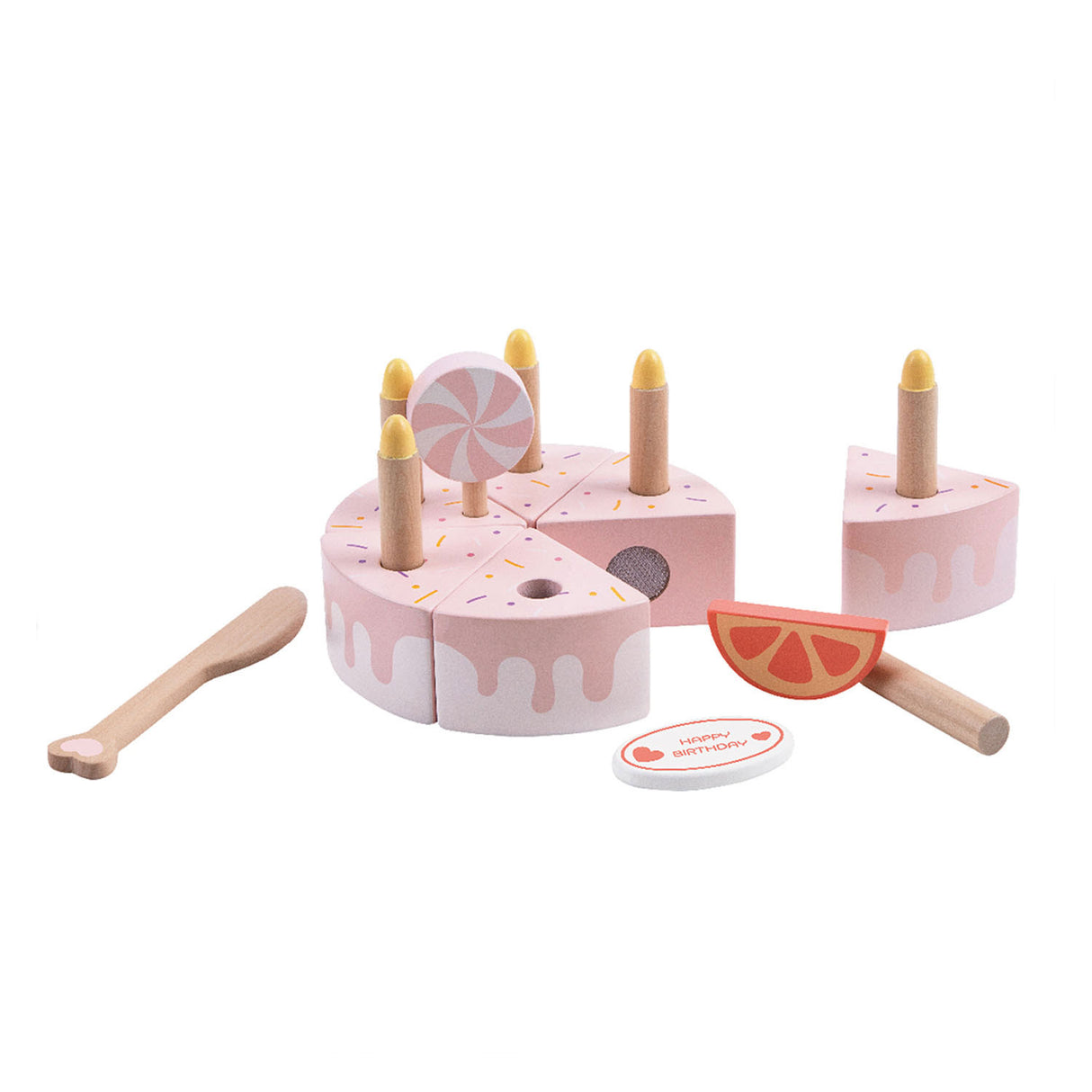 Gâteau d'anniversaire en bois Classic World World avec bougies, 16 pièces.
