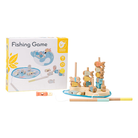 Sceau de jeu de pêche en bois du monde classique, 24 pcs.