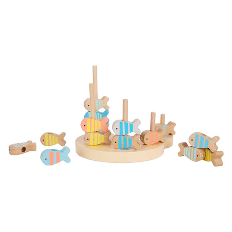 Sceau de jeu de pêche en bois du monde classique, 24 pcs.