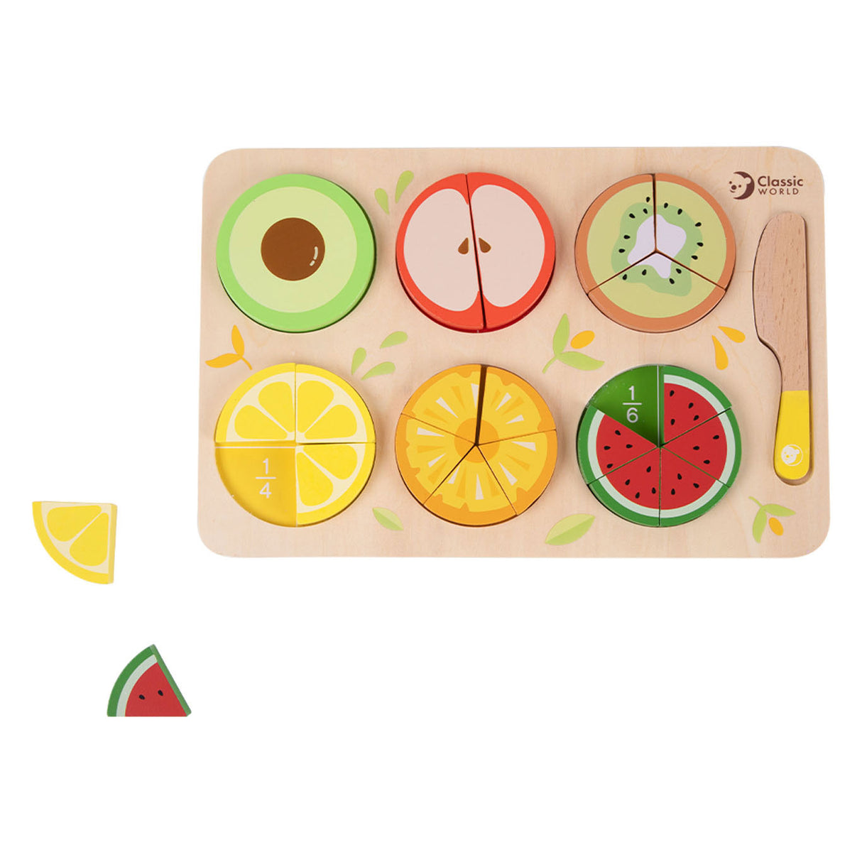 Puzzle de fractions en bois du monde classique, jouets éducatifs, 22 pièces.