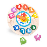 Horloge d'apprentissage en bois du monde classique avec formes tic-tac, 15 pcs.