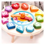 Horloge d'apprentissage en bois du monde classique avec formes tic-tac, 15 pcs.