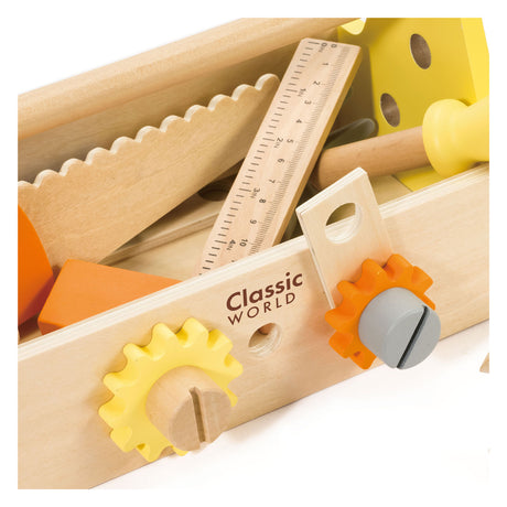 Classic World World Coffret de menuisier en bois avec boîte à outils, 18 pièces.