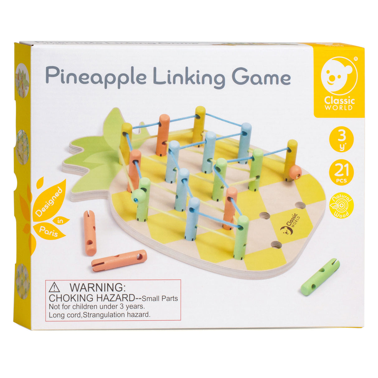 Klassisk World World Wood Ananas Connecting Game, 21dlg.