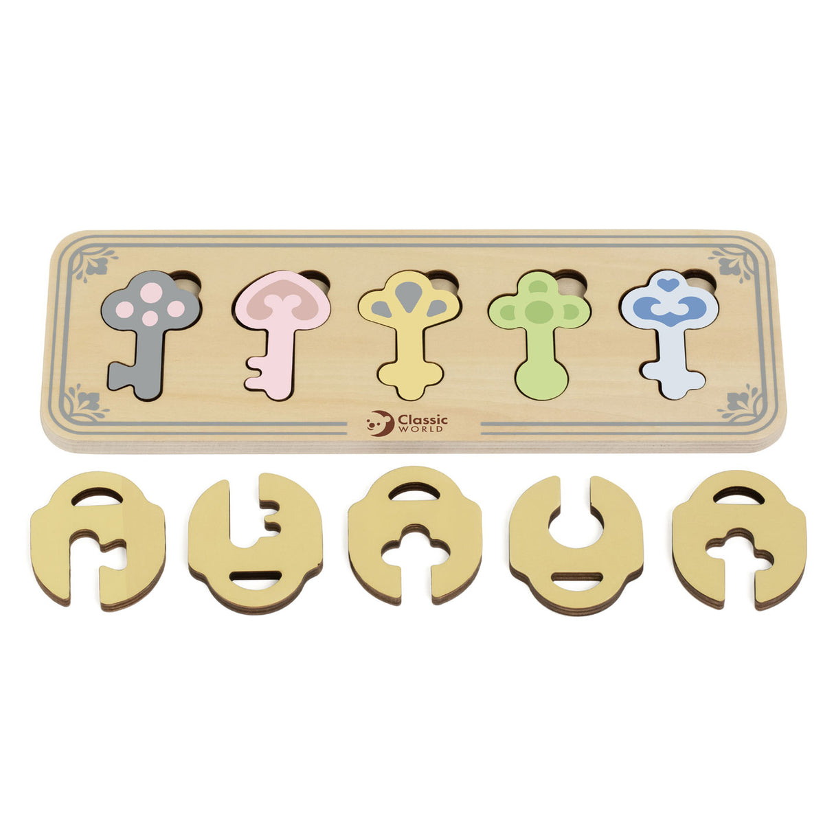 Classic world world wooden castle keys and ditches match game, 13dlg.