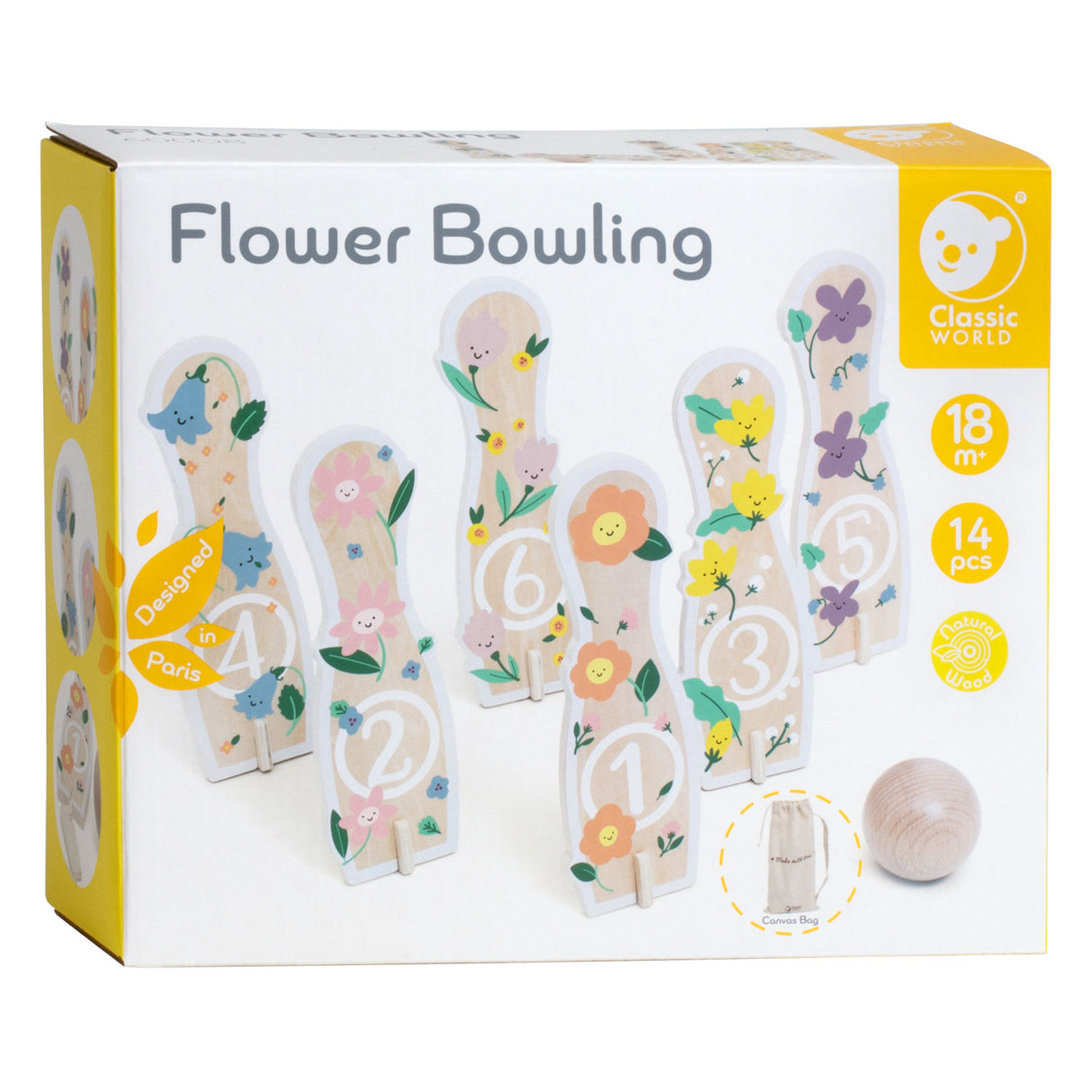 Classic World World Wood Bowlinget Flowers, 14DLG,