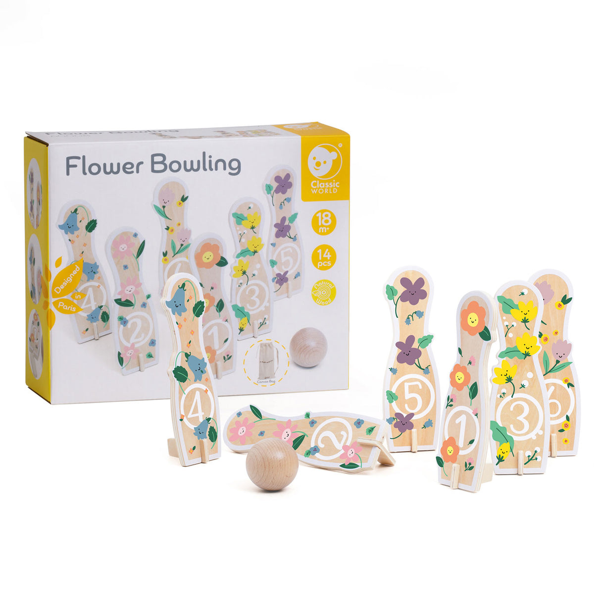 Classic World World Wood Bowlinget Flowers, 14DLG,