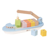 Classic World World Woren Wooden Block Boat With Tap, 13dlg.