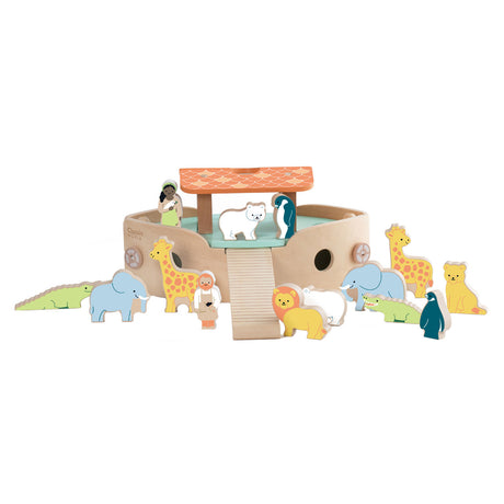 Ensemble de construction de bateaux Arche de Noé en bois du monde classique avec des animaux, 16 pièces.