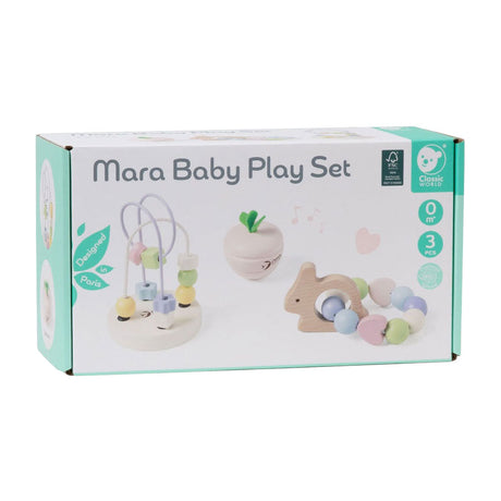 Ensemble de jeu pour bébé en bois du monde classique mara, 3 pièces.