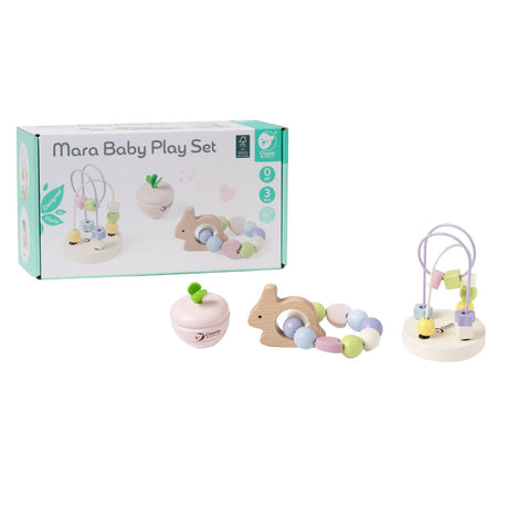 Ensemble de jeu pour bébé en bois du monde classique mara, 3 pièces.