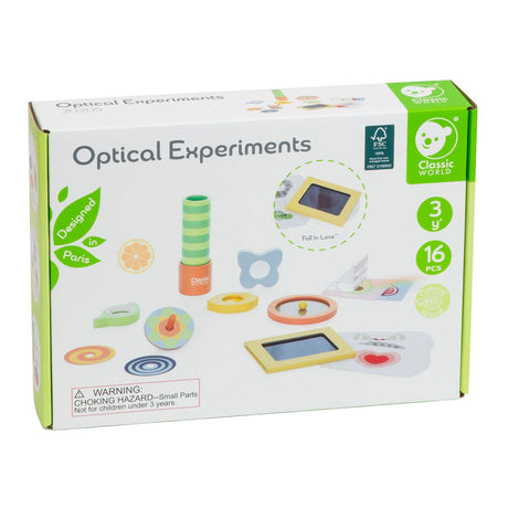 Lobbes Toys BV Classic World Optical Experiments Ensemble de jeu en bois, 16 pièces.