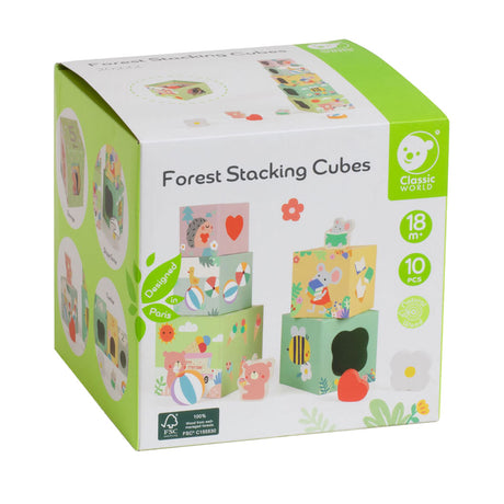 Blocs à empiler du monde classique avec des animaux de la forêt, 10 pcs.