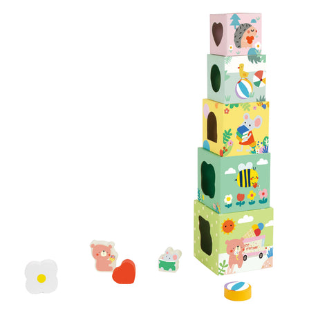 Blocs à empiler du monde classique avec des animaux de la forêt, 10 pcs.