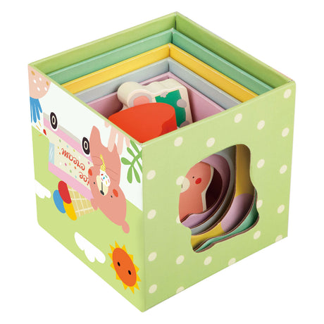 Blocs à empiler du monde classique avec des animaux de la forêt, 10 pcs.
