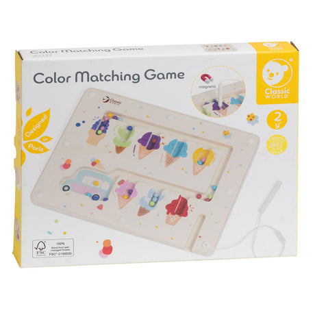 Jeu de correspondance de couleurs en bois du monde classique, glaces magnétiques