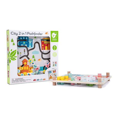 Jeu de tri de planches de bois du monde classique 2 en 1, ville et séparation des déchets