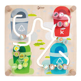 Jeu de tri de planches de bois du monde classique 2 en 1, ville et séparation des déchets